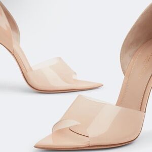 Gianvito Rossi Bree Leather & PVC Peep-Toe Pumps – Tan – Size 36